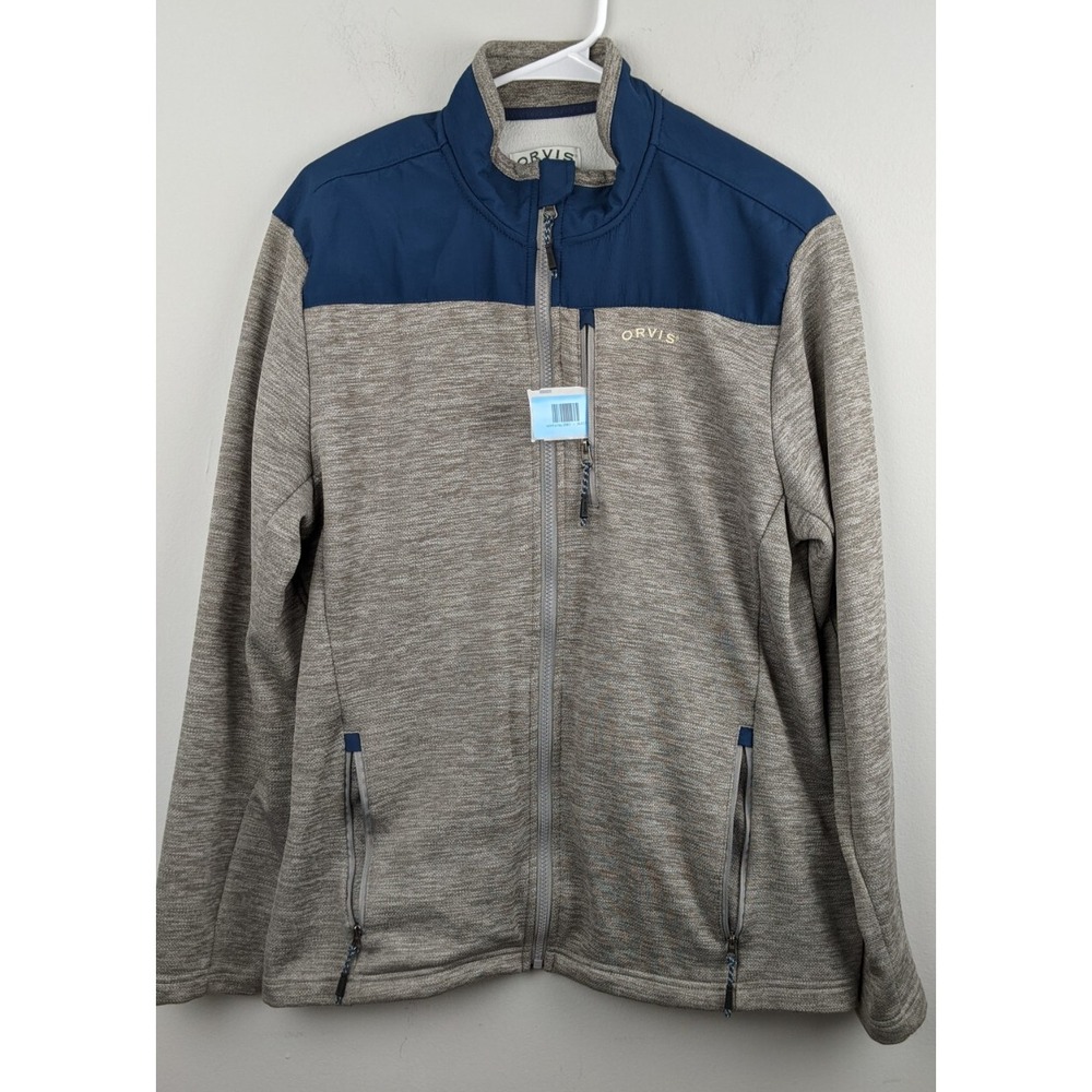 Orvis Classic Collection Men's Full-Zip Fleece Jacket Gray‎ Blue Medium